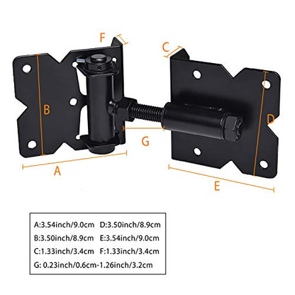 Self Closing Gate Hardware Hinges Heavy Duty for Wooden/Vinyl/PVC Fences,90 Degree Adjustable, with Installation Screws and Swing Adjuster Tool,2 Pack/Set,Black - color: Black