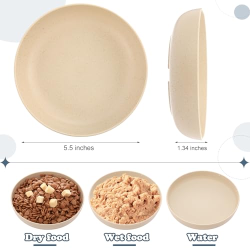 Tioncy 24 Pcs Cat Food Bowl 5.5'' Fatigue Relief Shallow Cat Food Dish Wide and Small Pet Wet Plate Wide Stray Wet Feeding Bowl for Ferrets Feral Short Legged Kitten, Wheat Straw(Pink, Beige,Classic) - color: Pink, Beige, style: Classic
