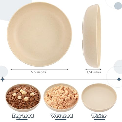 Tioncy 24 Pcs Cat Food Bowl 5.5'' Fatigue Relief Shallow Cat Food Dish Wide and Small Pet Wet Plate Wide Stray Wet Feeding Bowl for Ferrets Feral Short Legged Kitten, Wheat Straw(Pink, Beige,Classic) - color: Pink, Beige, style: Classic