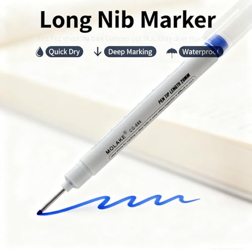 10 Pcs 20MM Long Head Deep Hole Marker Pens,Multi channel long pointed deep hole marking pen,Waterproof fast drying color building woodworking metal building marker pen