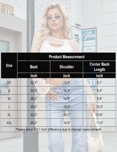 Avidlove Fishnet Crop Tops for Women Mesh Long Sleeve Top Bell Sleeves Y2k Tops Sexy Club Outfits XS-XXL - color: White, size: X-Small