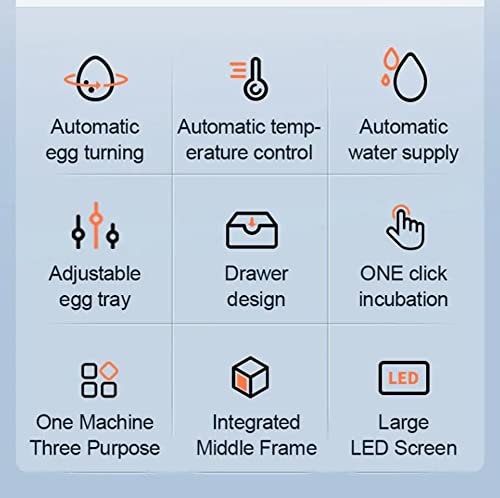 Eggs Incubator for Hatching Eggs, Automatic Egg Turning and Humidity Control, Automatic Water Adding, Egg Candler, Poultry Egg Incubators for Chicken Duck Goose Pigeon Quail (Blue, 192 Eggs) - size: 192 eggs