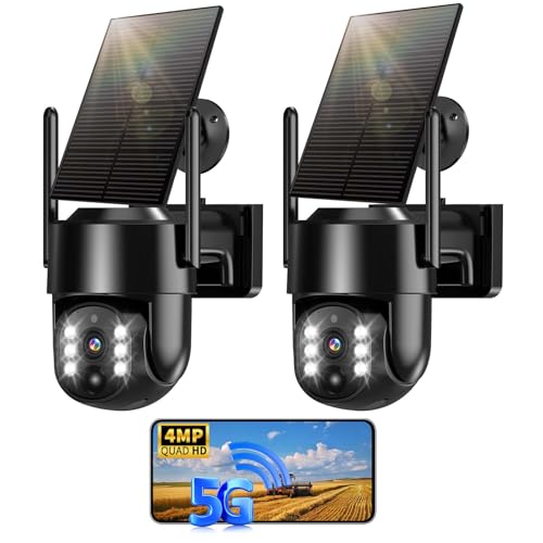 Solar Security Cameras Wireless Outdoor, 5G/2.4G Solar WIFI Cameras for Home Security,Solar Powered Outside Camera Wireless,Human Detection, Color Night Vision, 2-Way Talk for home Porch/Garage/Yard