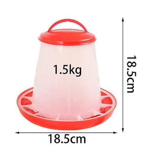 Automatic Chicken Feeder for Poultry Birds Hanging Chicken Food Dispenser with Handle Design for Outdoor Farm Chick QuailsHen, Durable and Easy to Clean (White)