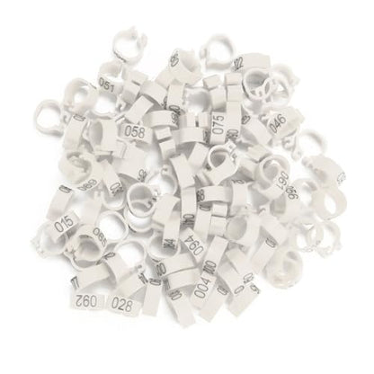100PCS 8MM 001-100 Numbered Plastic Letter Pigeon Bird Leg Bands Rings, Bird Chicks Parrot Clip Rings Band (White) - color: White