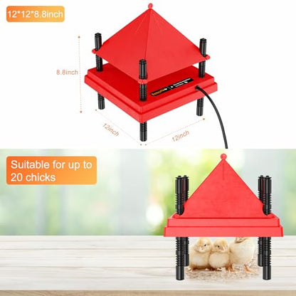 ZenxyHoC Brooder Plate for Chicks with Anti-Roost Cone, Chick Brooder Heater Red 12" x 12" with Constant Temperature - size: 12" x 12" with Constant Temperature
