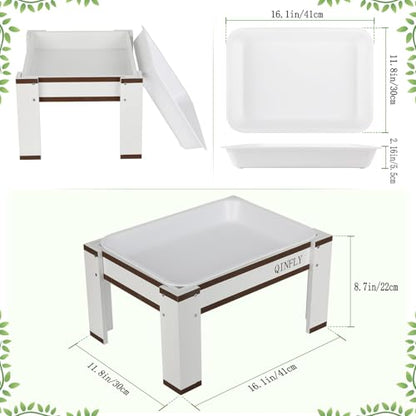 Large Chicken Picnic Table Feeder No Waste with Removable Plastic Tray,Chicken Coop Accessories Must Haves,Poultry Feeder,Chicken Food Dispenser - color: White-Brown, size: 16.1in*11.8in*8.7in