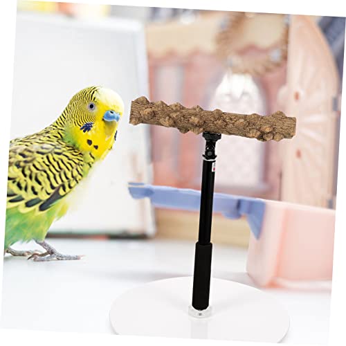 Happyyami Parrot Training Stand Bird Perch Adjustable Height Bird Plaything Parakeet Cage Accessory Safe