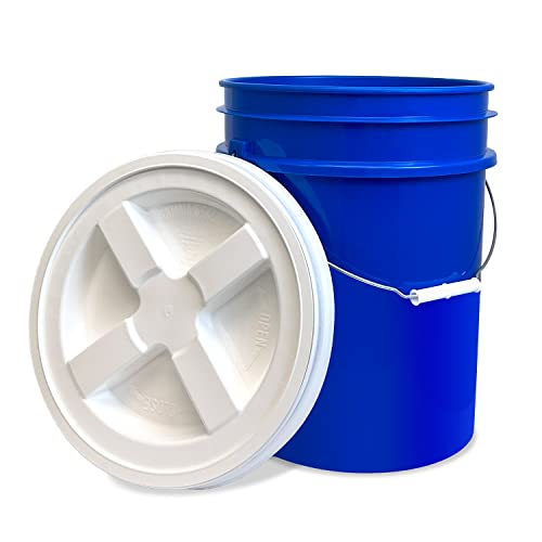 ePackageSupply 5 Gallon Bucket - Food Grade Bucket with Airtight Gamma Seal Screw-On Lid, BPA-Free, Heavy-Duty 90 Mil HDPE Plastic, Bulk Storage, Durable Container, Made in USA, Blue/White, 3 Packs - color: Blue/White, size: 3 Packs