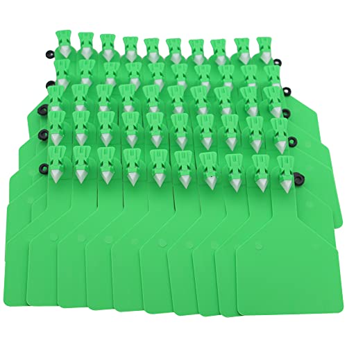 TPU Blank One-Piece Cattle Ear Tags, Green, 50 Count | Z Blank Ear Tags, Large Livestock Identification Tags, For Cattle, Cow, Sheep, Hog, 4.3" L × 3" W - style: Green