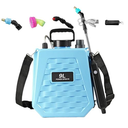Electric Garden Sprayer | Backpack Can Rechargeable - Power Sprayer with Adjustable Shoulder Strap,for Home Outdoor Plant Agriculture Backyard Yard Lawn Farm - color: 9L sky blue