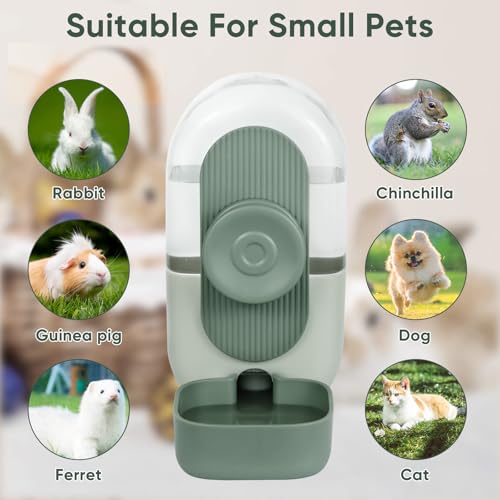 Lemtrflo 28oz Hanging Automatic Water Dispenser，Rabbit Water Bottle,Bunny Guinea Pig Ferret Water Bowl for Cage,Suitable for Small Animal Puppies(Cage Grid Spacing Over 1.2'') (Green) - color: Green