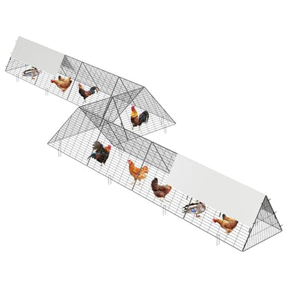Large Metal Chicken Tunnel with Corner Frame, Portable Chicken Coop Run with Waterproof & Anti-UV Cover for Backyard Farm, Poultry Cage for Hens, Ducks, Rabbits, 287x78.7x24.2 inch