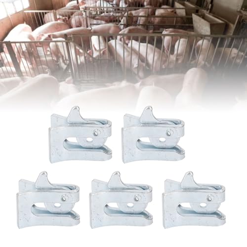 5 Sets Pig Fence Door Latch, Thickened Galvanized Steel Plate Farm Gate Latch with an L Lock Bolt Hardware Gate Locks for Farrowing Bed Farm Gate (Wall Thickness 4.5mm)
