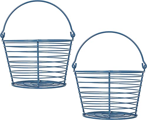 CONCORD 8" Egg Basket For Storage Collecting and Transporting Chicken and Duck Eggs. Farm Grade Wire Baskets. 2 Pack (Blue) - color: Blue