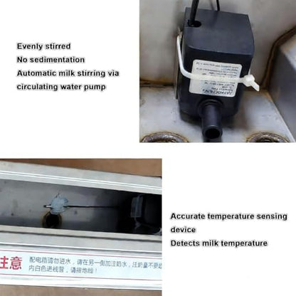 Lamb Piglet Milk Feeder Automatic, Stainless Steel 6 Nipple Livestock Feeding Station with Constant Temperature and Sound Simulation to Attract Feeding, Farm Milk Feeder for Lambs and Piglets