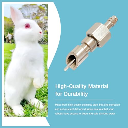 Stainless Steel Water Nipples Metal Automatic Watering System Kit for Rabbit Bunny and Rat - color: silver