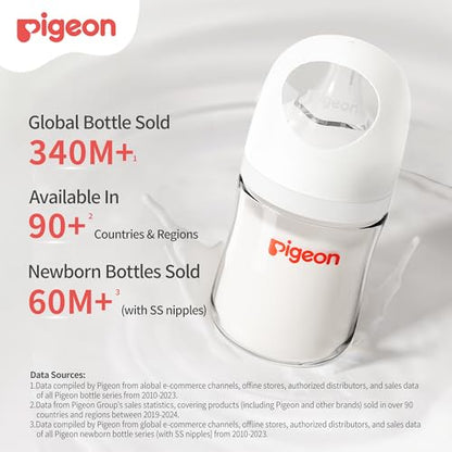 Pigeon PPSU Nursing Baby Bottle Wide Neck, Anti-Colic, Streamlined Body, Natural Feel, Easy to Clean, 8 Oz (Pack of 2), Includes 2pcs M Nipples (3m+) - color: 8 Oz, 2 Packs