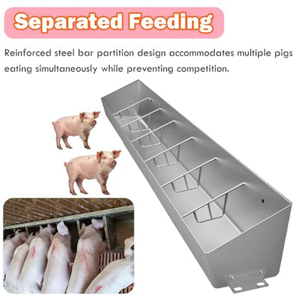 Stainless Steel Livestock Feed Trough with Divider Panel - Durable Hay Feeder & Waterer for Farm & Pasture Use, Ideal for Cattle, Horses, and Goats - size: 6.6ft/2m 10 bit