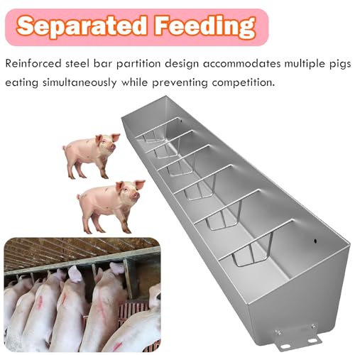 Stainless Steel Livestock Feed Trough with Divider Panel - Durable Hay Feeder & Waterer for Pasture, Farm & Ranch Use, Ideal for Cattle, Goats, and Horses - size: 3.3ft/1m 5 bit
