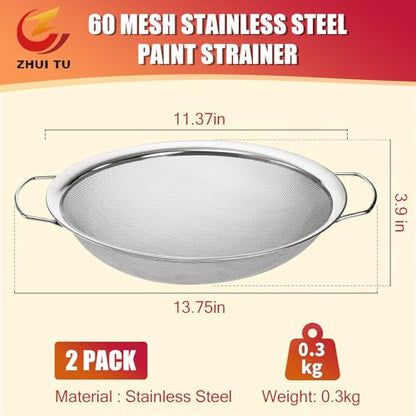 Fine Mesh Paint Strainer 60 Mesh Stainless Steel Paint Filter Emulsion Honey Funnel Filter Cover Fits 5 Gallon Paint Bucket Filter Tool Insert Strains (2 pcs) - size: 2 pcs