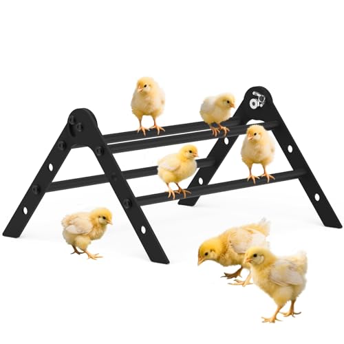 Adjustable Metal Chicken Perch for Coop, ULENDIS Heavy-Duty Chick Roosting Bar for Brooder, Chicks Stand Training Perches Ladder for Bird Parrot Hens Macaw (4 Roots)