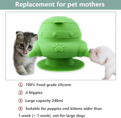 Puppy Nursing Bottles Soft Silicone Biomimetic Milk Feeders Bowl with 4 Nipples for Small Animal Kittens Ferret Guinea Pig Squirrel (Pink) - color: PInk