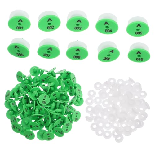 Versatile Animal Ear Tags 100pcs Numbered for Easy Identification Farm Pet Supplies - color: Green