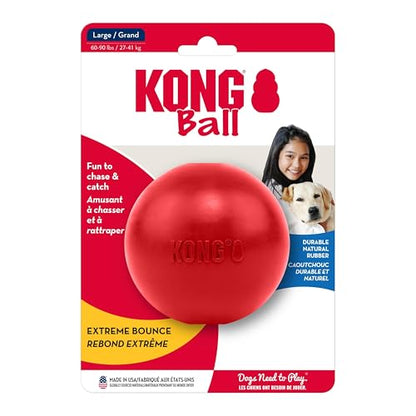 KONG Ball with Hole - Durable Dog Fetch Toy for Training, Interactive Playtime & More - Classic Natural Rubber Ball - Red - for Large/X-Large Dogs - size: Large