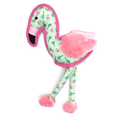 The Worthy Dog Flamingo Tough Plush Dog Toy – Durable Chomp-Resistant Dog Toy with Multiple Squeakers, Reinforced Mesh Lining & Strong Stitching - Pink, Large - color: Flamingo - Pink, size: Large
