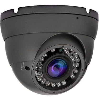 2MP Analog CCTV Camera 4-in-1 (TVI/AHD/CVI/960H/CVBS) Security Camera Grey | 2.8-12mm Varifocal Lens Analog Video Surveillance, Wide Angle Viewing Day & Night Indoor Outdoor Waterproof - color: Black