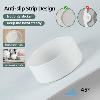 Havniva 8.3” Ceramic Dog Bowls, Dog Food and Water Bowl for Large Dogs, Durable Dog Water Bowl with Non-Slip Rubber Base Large Capacity Pet Feeding Bowl - color: Matte White, size: 8.3 Inch