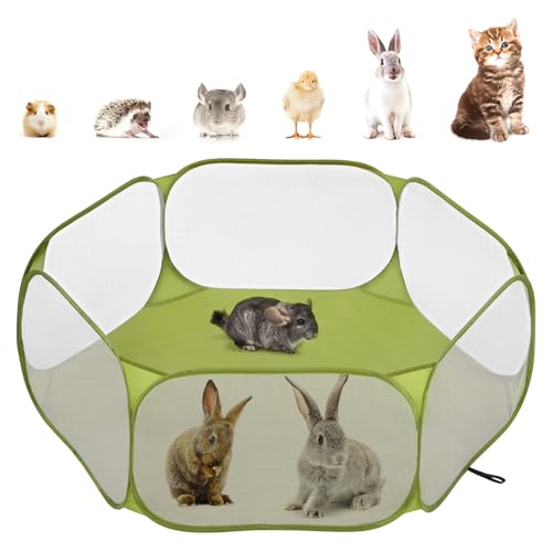 Pawaboo Small Animals Playpen, Waterproof Small Pet Cage Tent with Strong Steel Wire Frame, Portable Outdoor Yard Fence for Chick/Kitten/Puppy/Guinea Pig/Rabbits/Hamster/Chinchillas, Green - color: Avocado Green