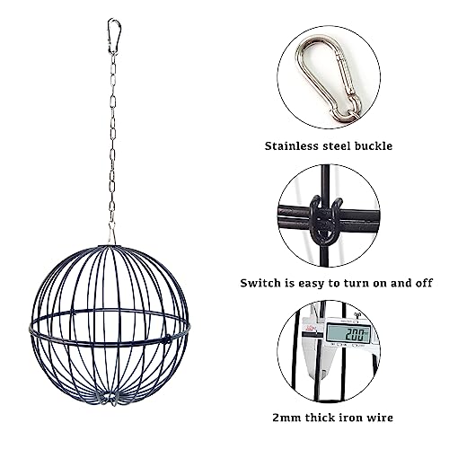 Hanging Chicken Feeder - 7.1 Inch Large Iron Chicken Veggie Treat Ball - Sturdy Chicken Treat Holder with 15.7 Inch Hanging Chain (2PCS Black) - color: 2PCS Black