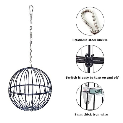Hanging Chicken Feeder - 7.1 Inch Large Iron Chicken Veggie Treat Ball - Sturdy Chicken Treat Holder with 15.7 Inch Hanging Chain - Black - color: Black