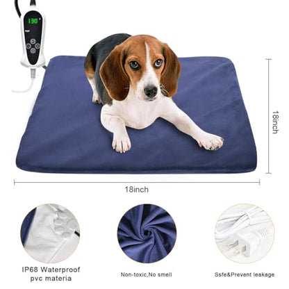 RIOGOO Pet Heating Pad, Electric Heating Pad for Dogs and Cats Indoor Warming Mat with Auto Power Off (M:18" x 18") - size: M:18" x 18"