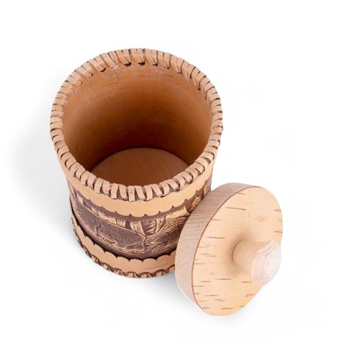 STP GOODS Birch Bark Container, Storage container, Kitchen Container Money to the House Birch Bark (Bears) - color: Bears