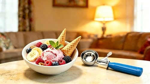 TOPKITCHEN Commercial-Grade Ice Cream Scoop 2 oz, 18/8 Stainless Steel Cookie Scoop with Plastic Handle, Portion Control Disher Scoop for Bakeries, Restaurants & Dessert Shops, #16, Blue - size: 2 oz - Blue