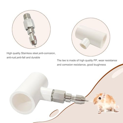Stainless Steel Rabbit Water Nipples Metal Automatic Watering System Kit with PVC Tee for Guinea Pig, Hamster, Ferrets Other Rodent Small Animals(6Pcs)