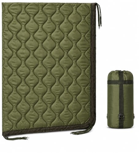 USGI Industries Military Woobie Blanket | Thermal Insulated Camping Blanket, Poncho Liner | Large, Portable, Water-Resistant, for Hiking, Survival | Compression Carry Bag - color: Olive Drab Green