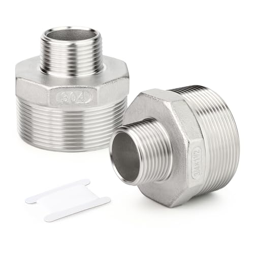 TAISHER 2PCS Cast 304 Stainless Steel Hex Nipple, Reducer Pipe Fitting 1-1/2" NPT Male x 3/4" NPT Male - size: 1-1/2" NPT x 3/4" NPT