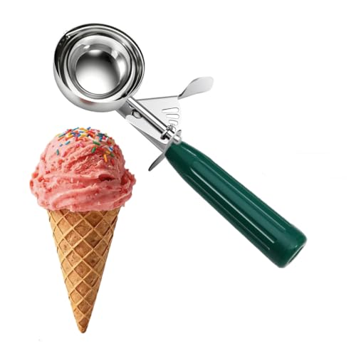 TOPKITCHEN Commercial-Grade Ice Cream Scoop 2.66 oz, 18/8 Stainless Steel Cookie Scoop with Plastic Handle, Portion Control Disher Scoop for Bakeries,Restaurants & Dessert Shops, #12, Green - size: 2.66 oz - Green
