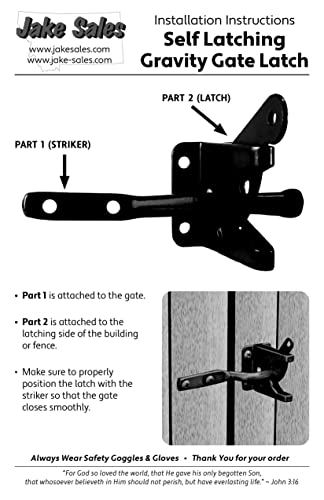 Jake Sales - Single Sided Wood Fence Gate Latch - Black - Marine Grade Powder Coated for Long Lasting Looks and Rust Resistance - size: Single Sided - Each
