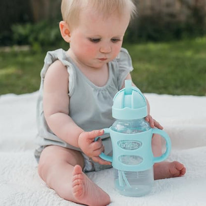 Dr. Brown's Wide-Neck Sippy Straw Bottle with Handles, Green, 9oz/270ml, 1-Pack - color: Green, size: 1 Count (Pack of 1)