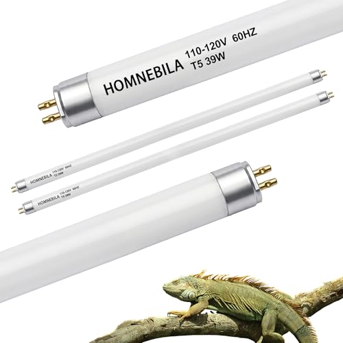 T5 10.0 UVB Reptile Light Bulb 39W, UVA UVB Light Bulb for Reptiles, 2 Pack Reptile UVB Lamp Tube 33 Inch, for Bearded Dragon, Lizards, Chameleons - color: White-2p-bulb, size: T5-34"