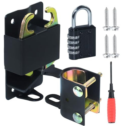 S16100700 Two Way Lockable Gate Latch (Small Size Version: 3" L x 5" H) with Black 4-Digit Combination Lock for Metal Tube Gates with 1-1/4" to 1-1/2" Diameter Tubes - color: 1x S16100700(Small Size Version 3"x 5")