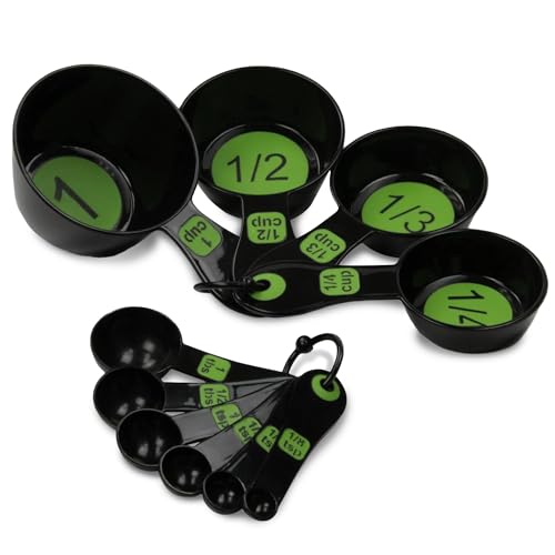 Chef Craft Easy to Ready Plastic Measuring Cup Set, 10 piece set, Green - color: Green