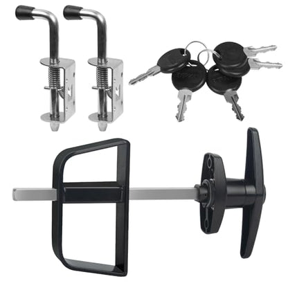 Shed Door Latch Kit with 5-1/2" Stem T-Handle Lock, 5 Keys and 2 Packs Spring Loaded Latch Hardware - Ideal for Sheds, Playhouses, Chicken Coops, RVs, Garages - size: 5.5 inch-Door Bolt-T