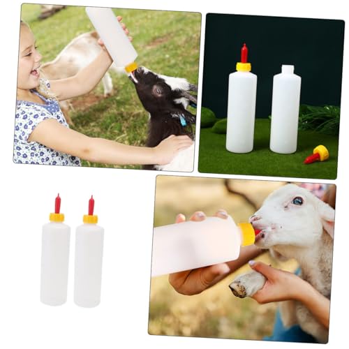 2sets Calf and Lamb Milk Feeding Bottles Durable Containers for Small Animal Nursing for Daily Farm Use with Replacement Nipples - size: 25.00X6.20X6.20CM
