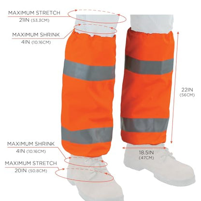 Ergodyne GloWear 8008 High Visibility Reflective Leg Gaiters, Orange,2 - color: Orange
